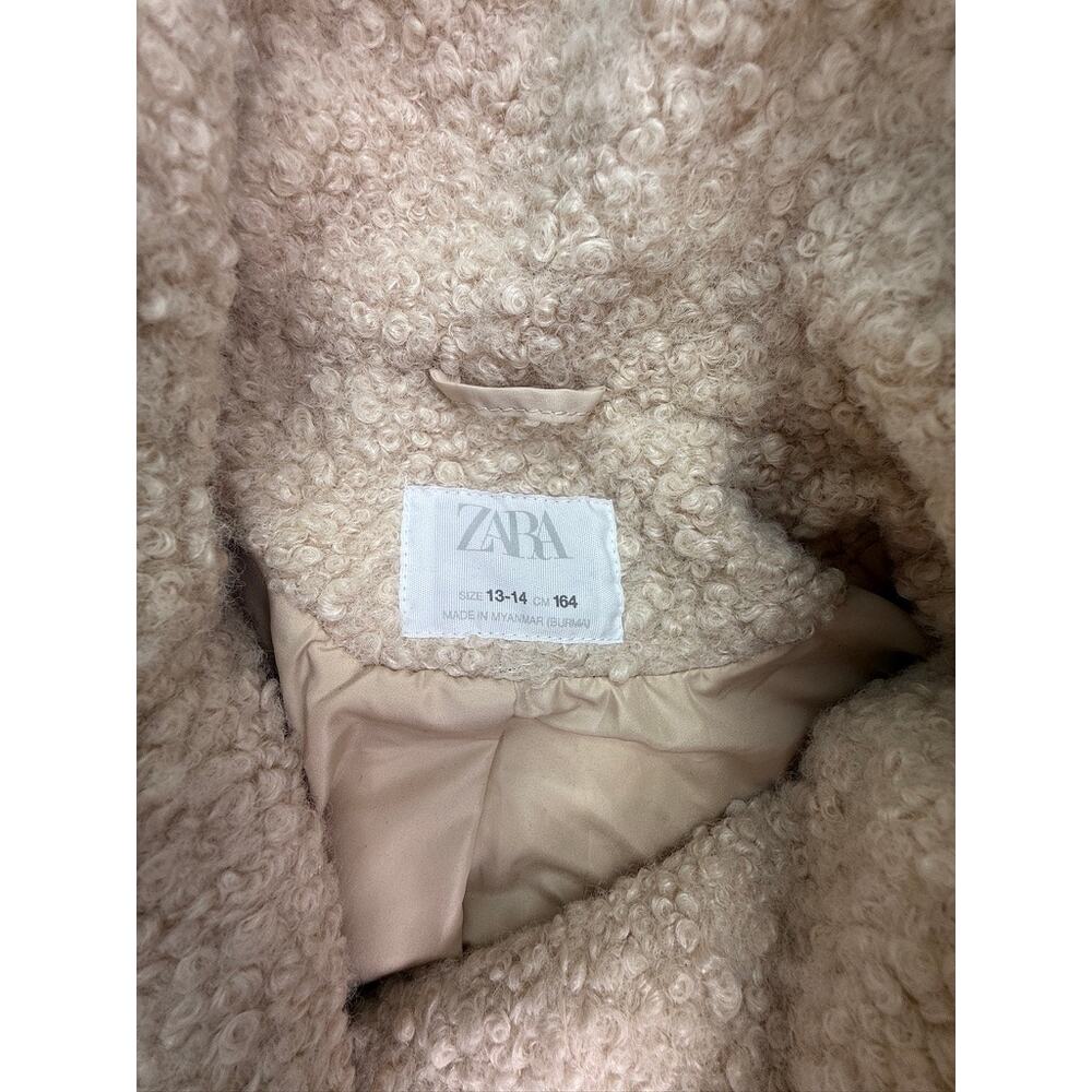 ZARA Bouclé Teddy Sherpa Coat Beige – Size 13–14 (Women’s XS/S Fit) - Picture 4 of 13
